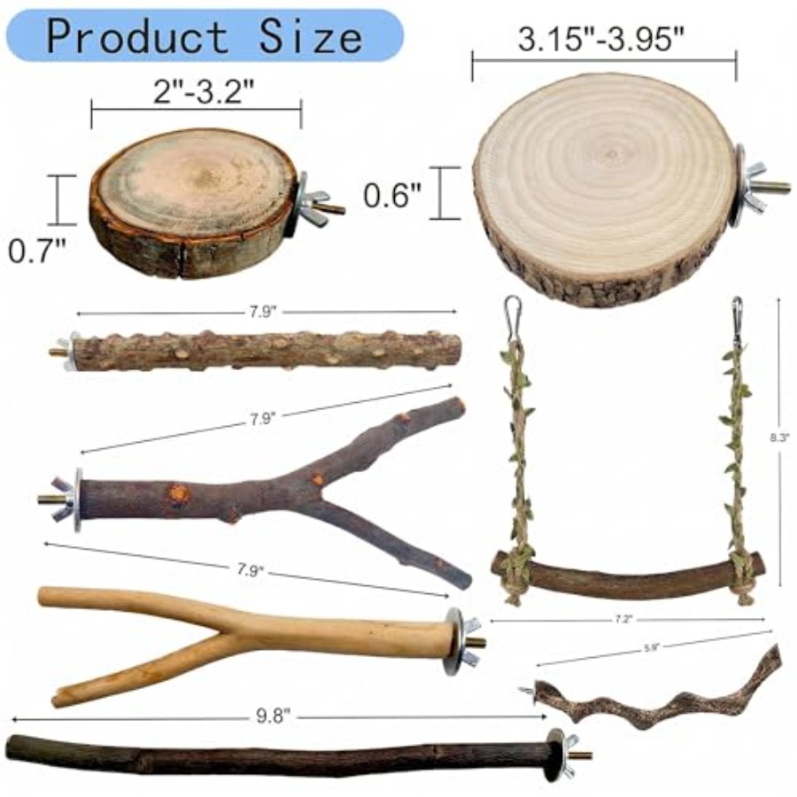 8PCS natural wood bird perches - огляд і ціна Health & Wellness Therapy Center